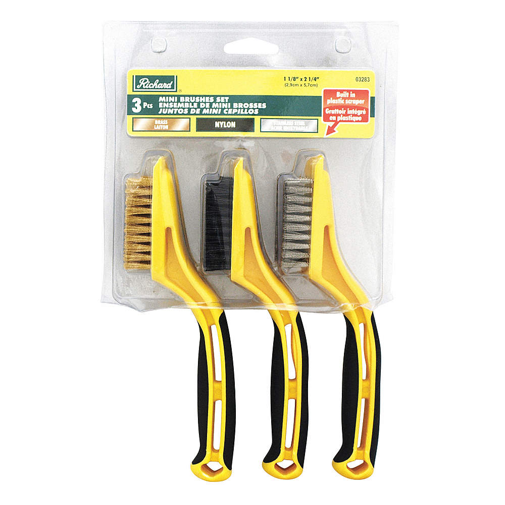 Richard - MINI WIRE BRUSH SET, NYLON/BRASS/STAINLESS STEEL, 3 PK - Item #03283