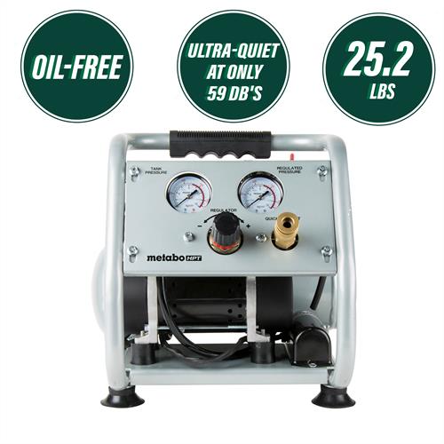 Metabo HPT - Portable 1 Gallon Oil-Free Quiet Air Compressor with FREE Air Hose - Model: EC28M