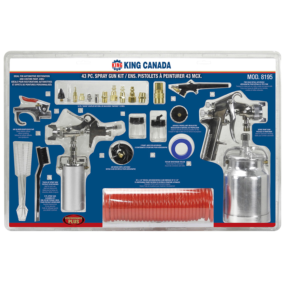 King Canada - 43 PC. SPRAY GUN KIT - MODEL: 8195