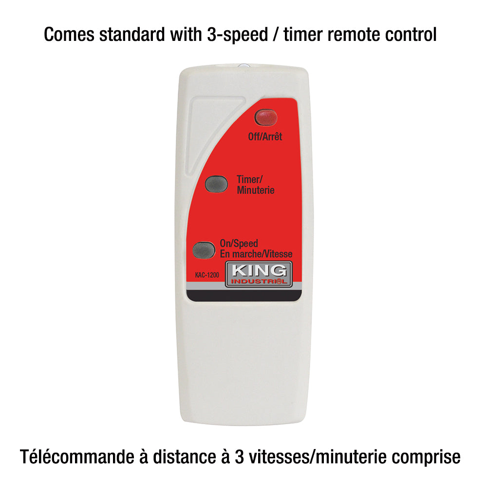 King Canada - HIGH-OUTPUT 3 SPEED AIR CLEANER WITH REMOTE CONTROL - MODEL: KAC-1200