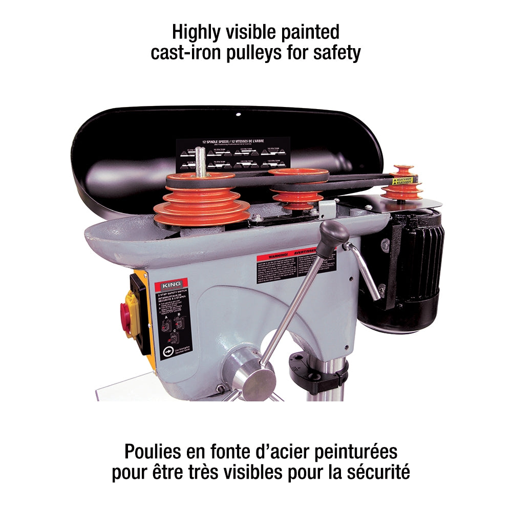 King Canada - 17'' LONG STROKE DRILL PRESS WITH SAFETY GUARD - MODEL: KC-119FC-LS