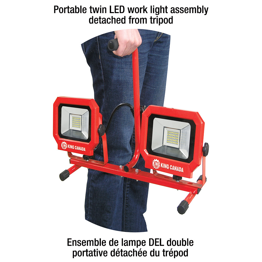 King Canada - 6000 LUMEN TWIN LED WORK LIGHT TRIPOD - MODEL: KC-3002LED-ST