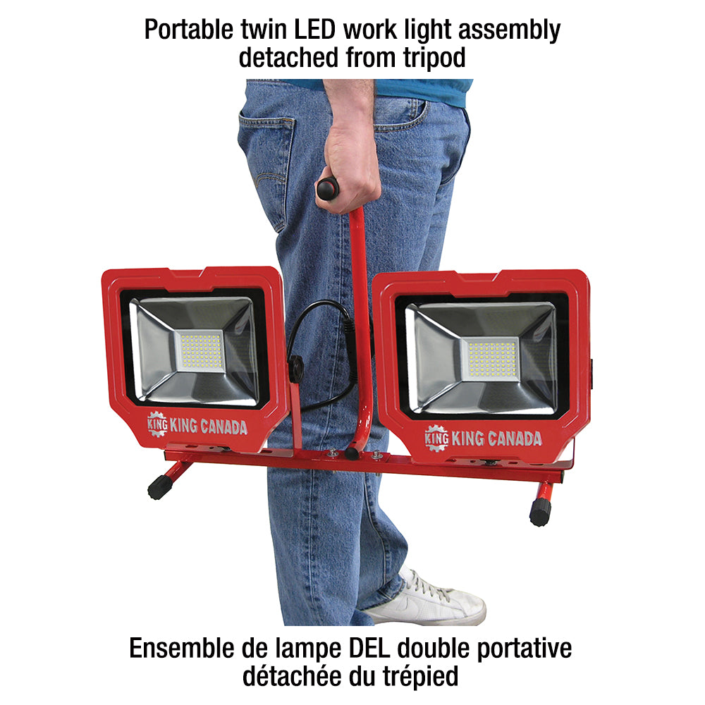 King Canada - 8000 LUMEN TWIN LED WORK LIGHT WITH TRIPOD - MODEL: KC-4002LED-ST