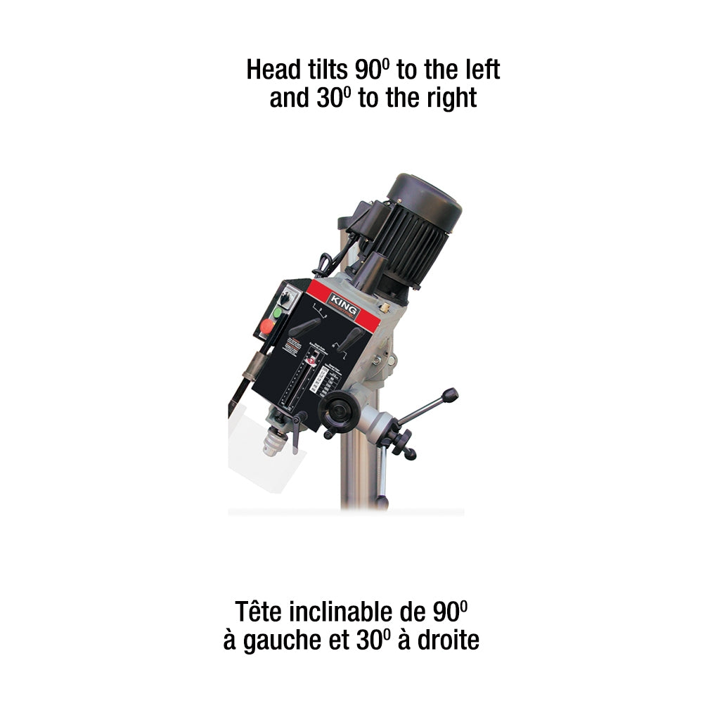 King Canada - 21" GEARHEAD MILLING DRILLING MACHINE (600V, 3 PHASE) - MODEL: KC-40HC-6