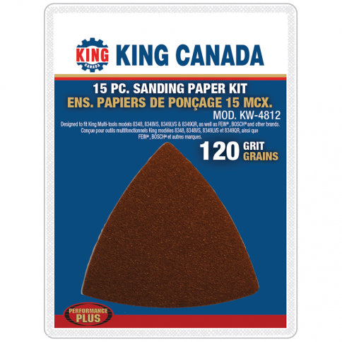 King Canada - 15 PC. SANDING PAPER KIT - Various Grits
