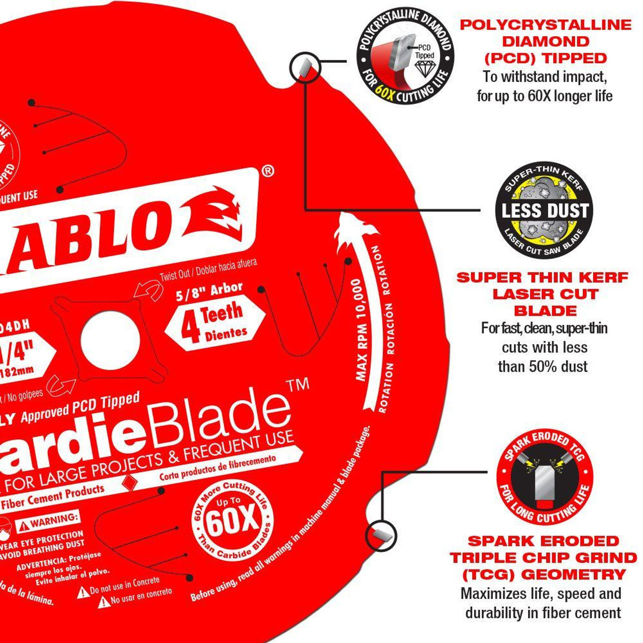DIABLO - HARDIEBLADE - 7‑1/4 in. x 4 Tooth Fiber Cement