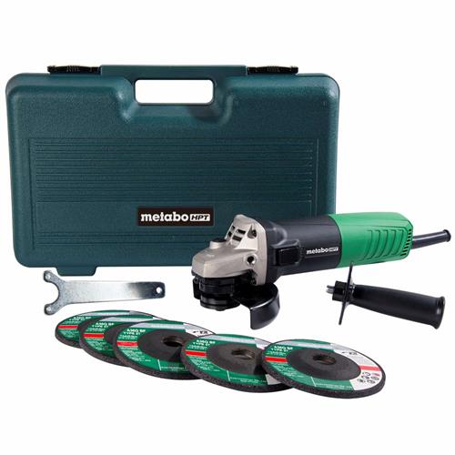 Metabo HPT - 4-1/2 Inch 6.2 Amp Slide Switch Angle Grinder Kit w/ 5 Abrasive Wheels - Model: G12SR4