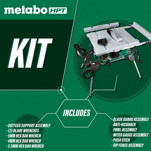 Metabo HPT - 10 Inch Table Saw with Fold and Roll Stand - Model: C10RJS