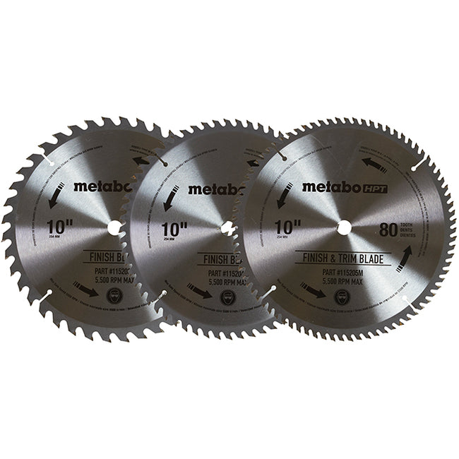 Metabo HPT -  10" Set of Carbide Tipped Mitre Saw Blades, Assorted Tooth Count - Model: 115166DM