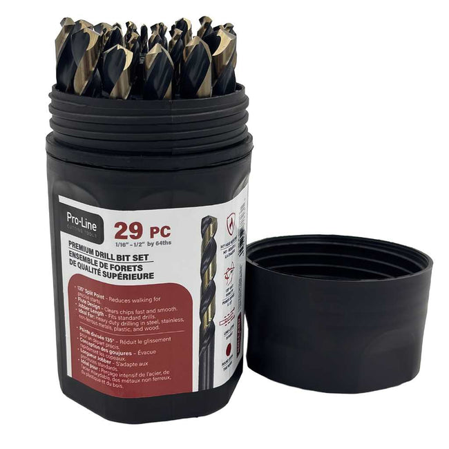 Pro-Line -  29 PC Premium M7 Drill Bit Kit 1/16"-1/2" w/ Plastic Case - Model: PL-07-A-30550HP-1