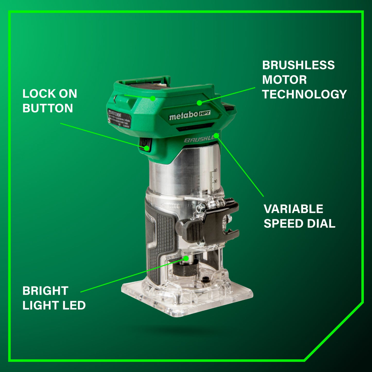 Metabo HPT - 18V Cordless Trim Router (Tool Body Only) - Model:M1808DAQ4