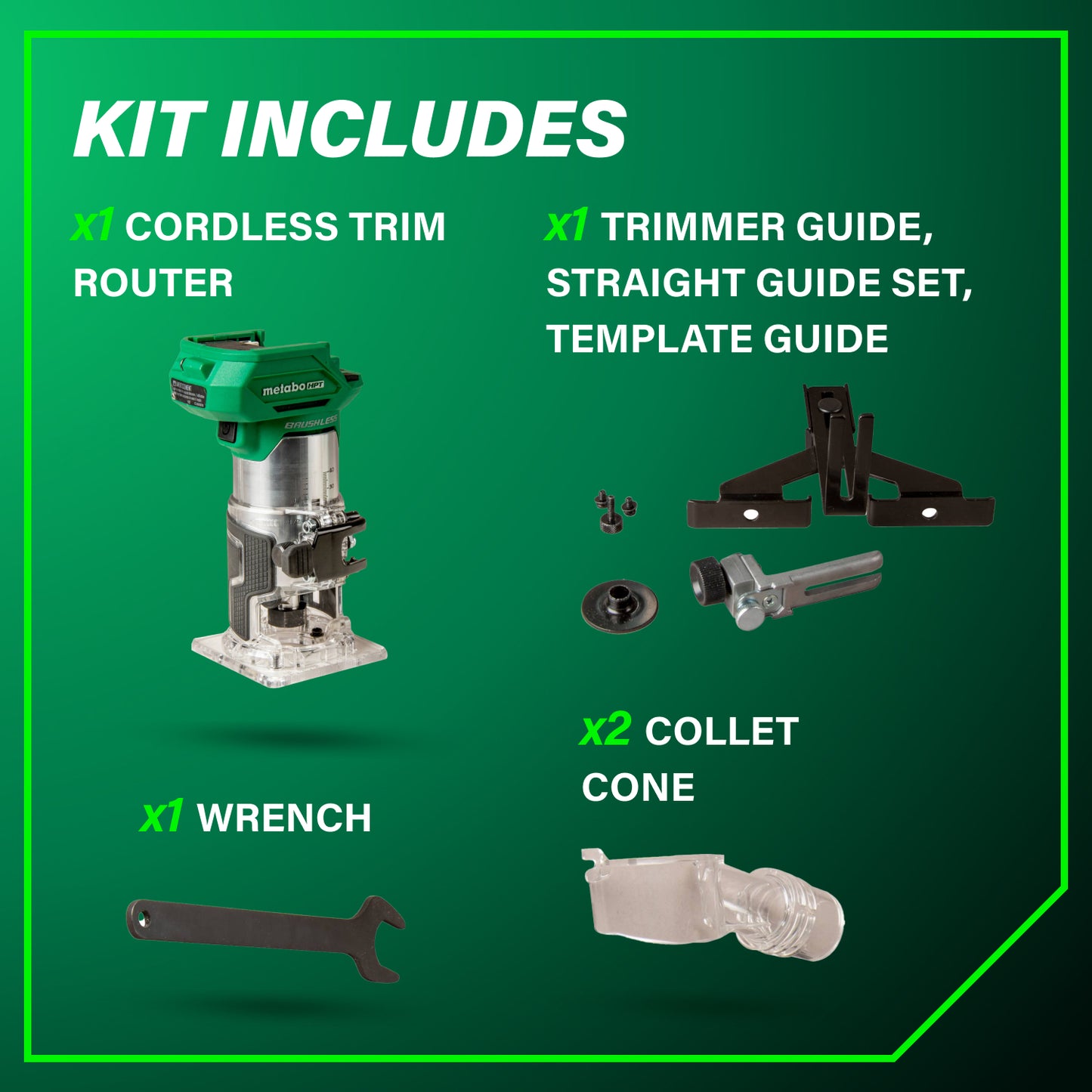 Metabo HPT - 18V Cordless Trim Router (Tool Body Only) - Model:M1808DAQ4