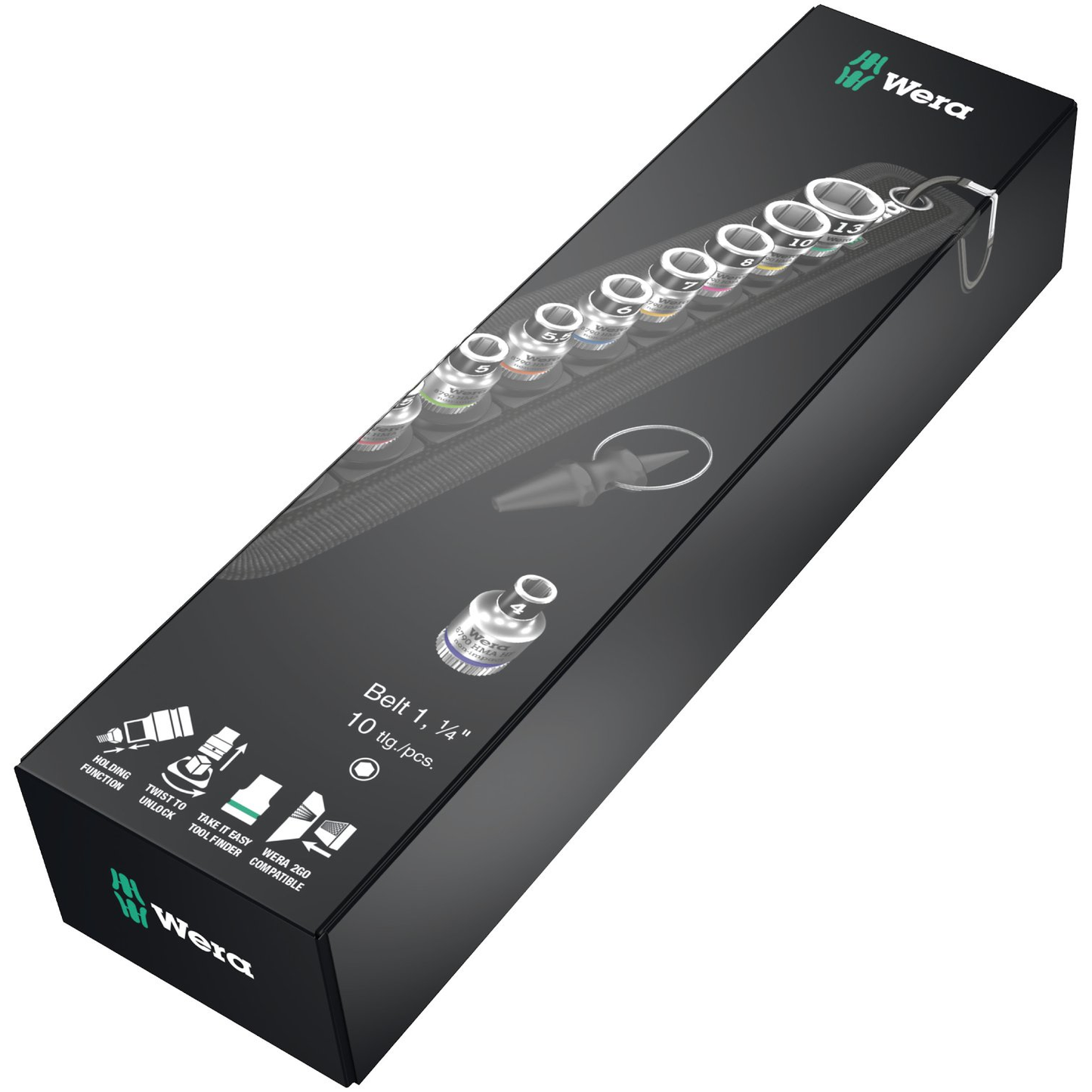 Wera - Belt A 1 Zyklop 1/4″ Drive Socket Set with Holding Function – Metric 10-Piece - #003880
