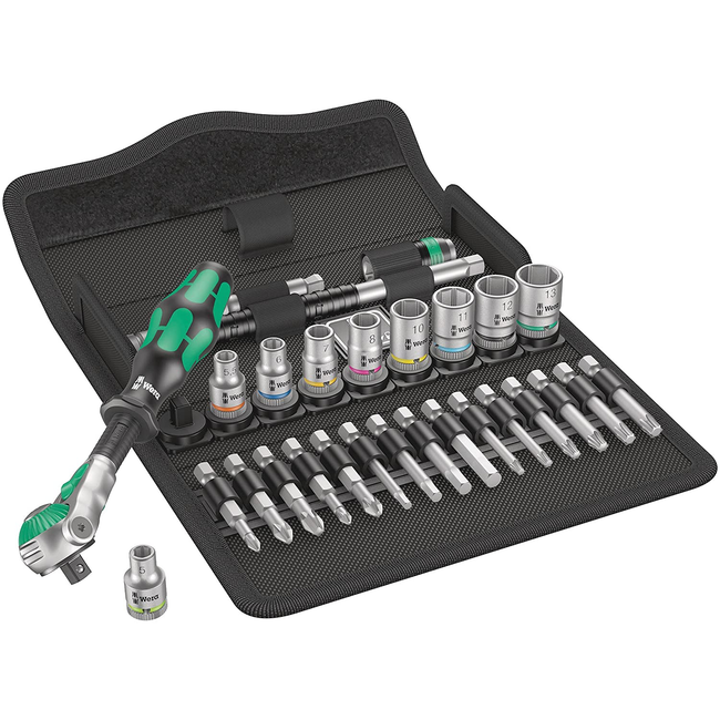Wera - 8100 SA 6 Zyklop Metric Speed Ratchet Set, 28 Piece, 1/4-Inch Drive - #004016
