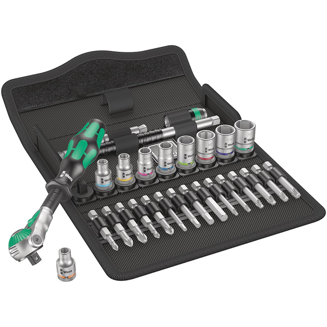 Wera - 8100 SA 9 Zyklop Imperial Speed Ratchet Set, 28 Piece, 1/4-Inch Drive - #004019