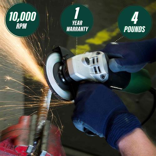Metabo HPT - 4-1/2 Inch 6.2 Amp Slide Switch Angle Grinder Kit w/ 5 Abrasive Wheels - Model: G12SR4