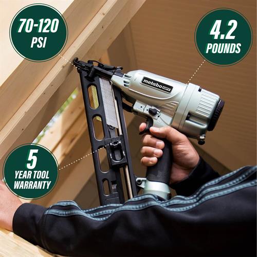 Metabo HPT - 2-1/2 Inch 15 Gauge Angled Finish Nailer with Air Duster - Model: NT65MA4