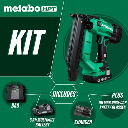 Metabo HPT - 18V Compact Cordless 18 Gauge Brad Nailer with FREE EXTRA BATTERY - Model: NT1850DF