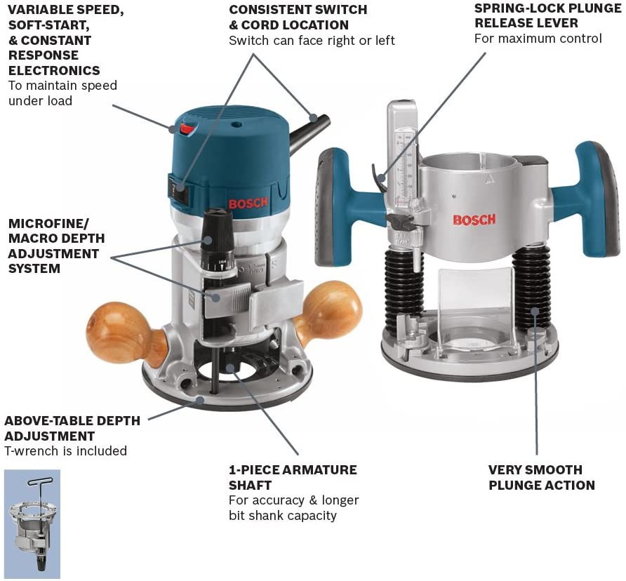Bosch - 2.25 HP Combination Plunge- and Fixed-Base Router - Model: 1617EVSPK