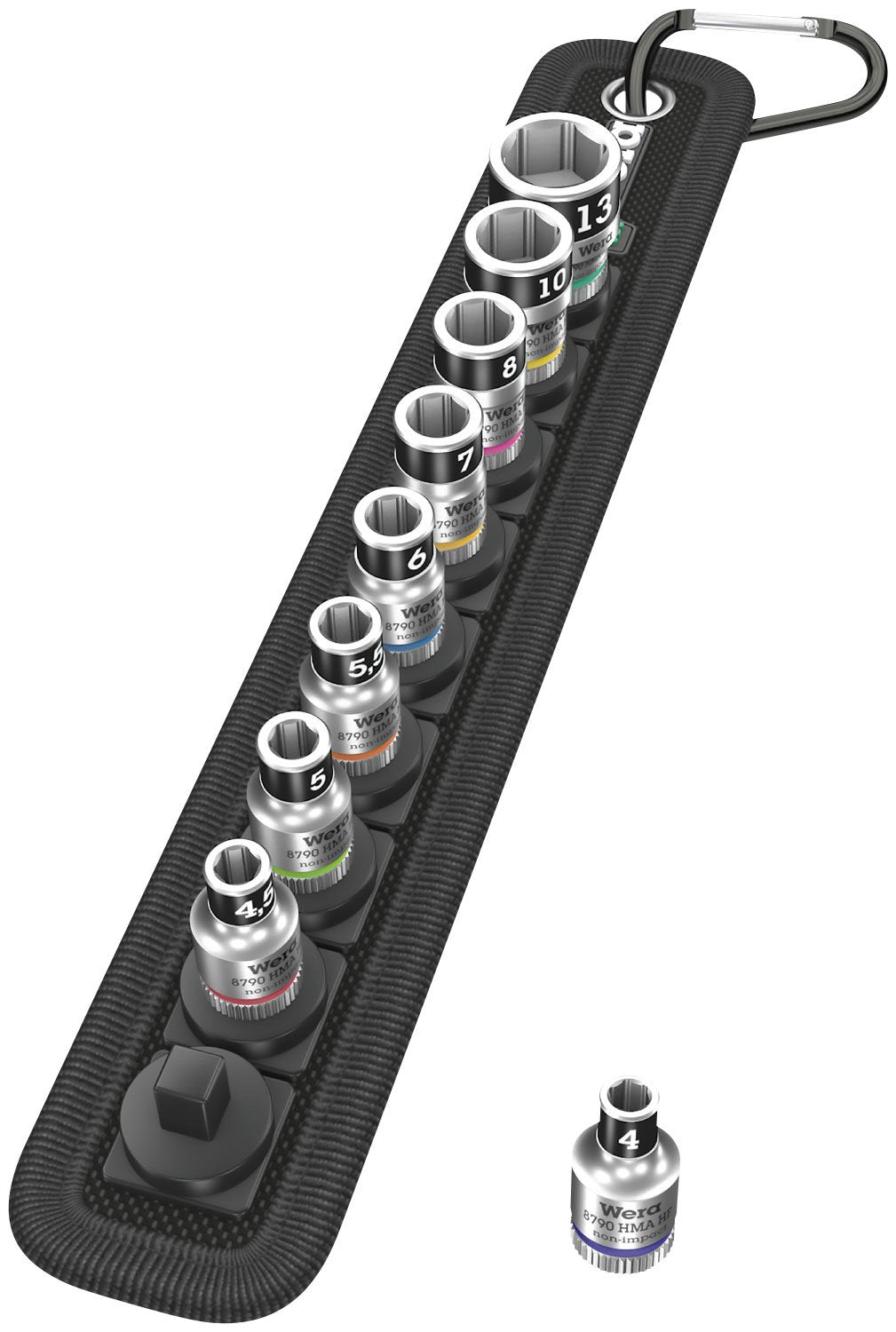 Wera - Belt A 1 Zyklop 1/4″ Drive Socket Set with Holding Function – Metric 10-Piece - #003880