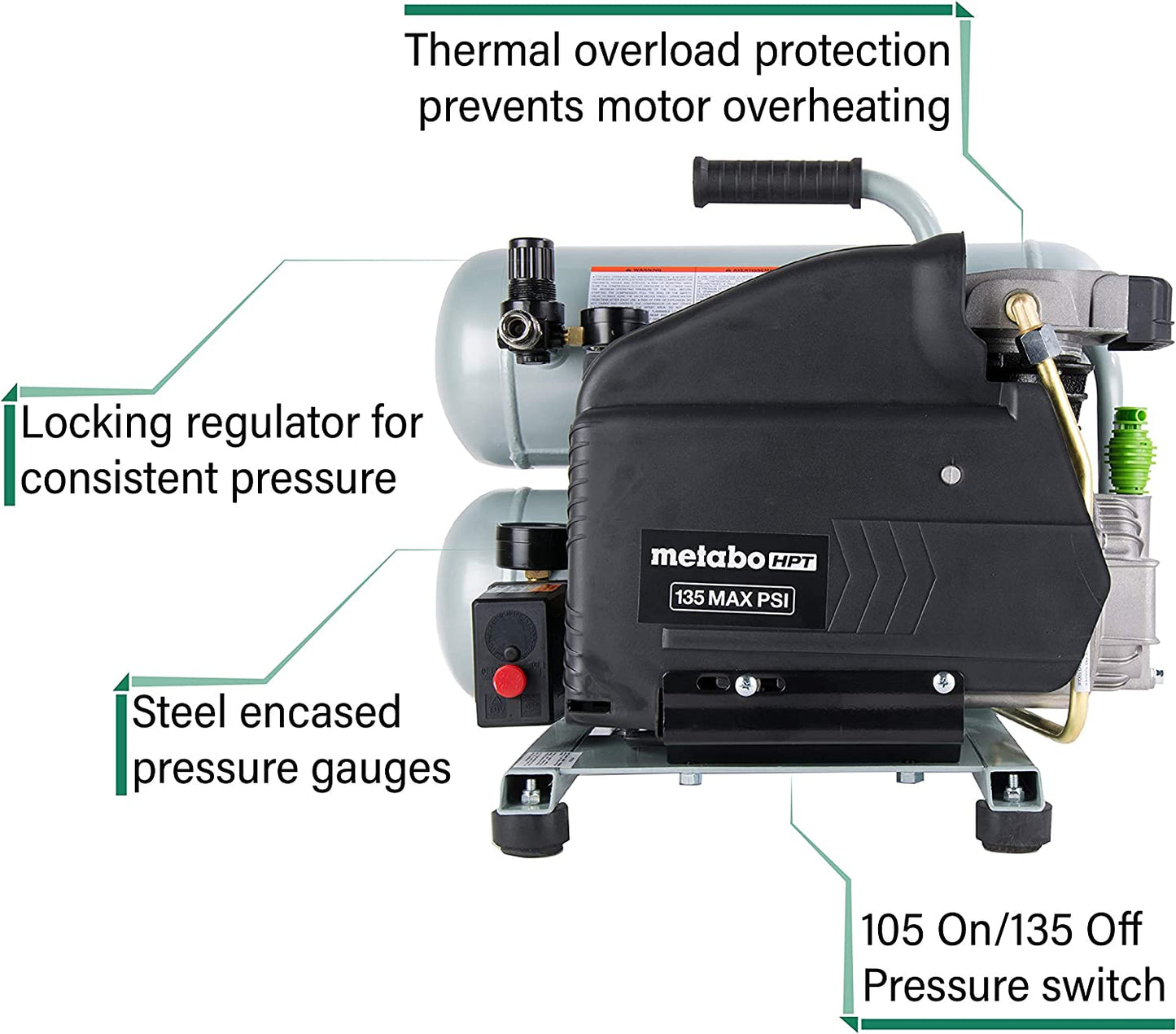 Metabo HPT - 4 Gallon Portable Electric Twin Stack Air Compressor - Model: EC99S