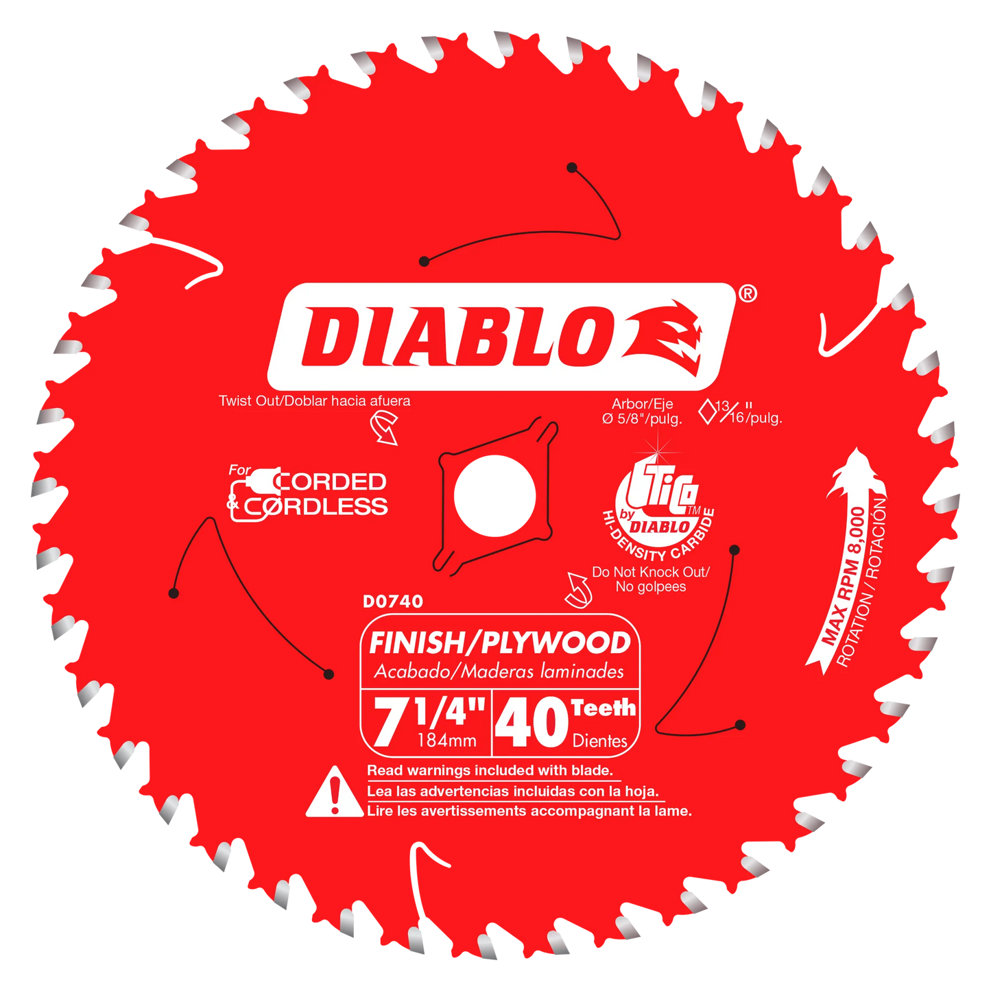 DIABLO 7‑1/4 in. x 40 Tooth Finish Saw Blade