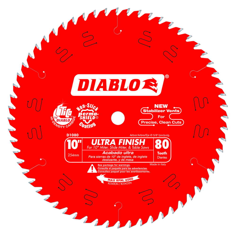  Part Number D1080X - Diameter (In.) 10" x Teeth 80 x Bore 5/8" 