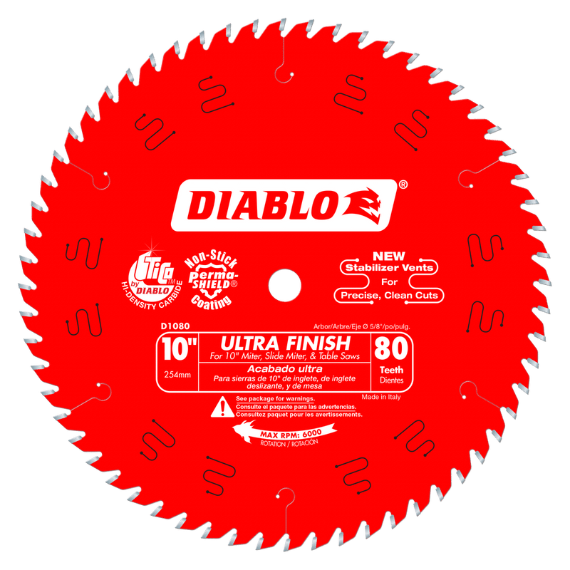  Part Number D1080X - Diameter (In.) 10" x Teeth 80 x Bore 5/8" 