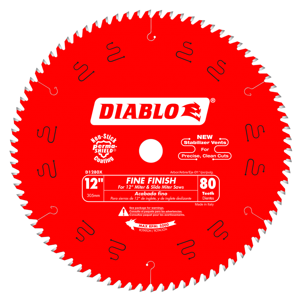  Part Number D1280X - Diameter (In.) 12" x Teeth 80 x Bore 1" 