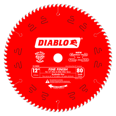  Part Number D1280X - Diameter (In.) 12" x Teeth 80 x Bore 1" 