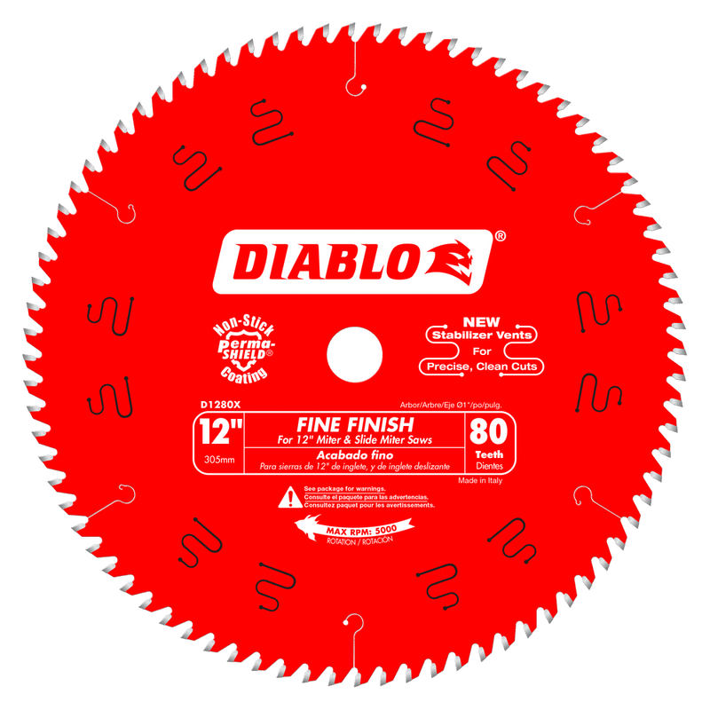  Part Number D1280X - Diameter (In.) 12" x Teeth 80 x Bore 1" 