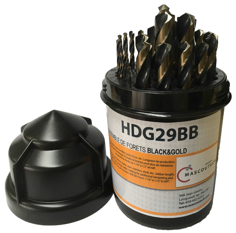 TRC HDG29BB - 29 Piece Black & Gold Drill Bit Set
