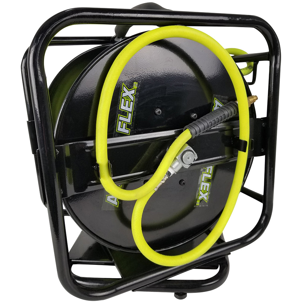 King Canada - 1/4" X 100' MANUAL AIR HOSE REEL W/HYBRIDE POLYMER AIR HOSE - MODEL: K-10014FRL