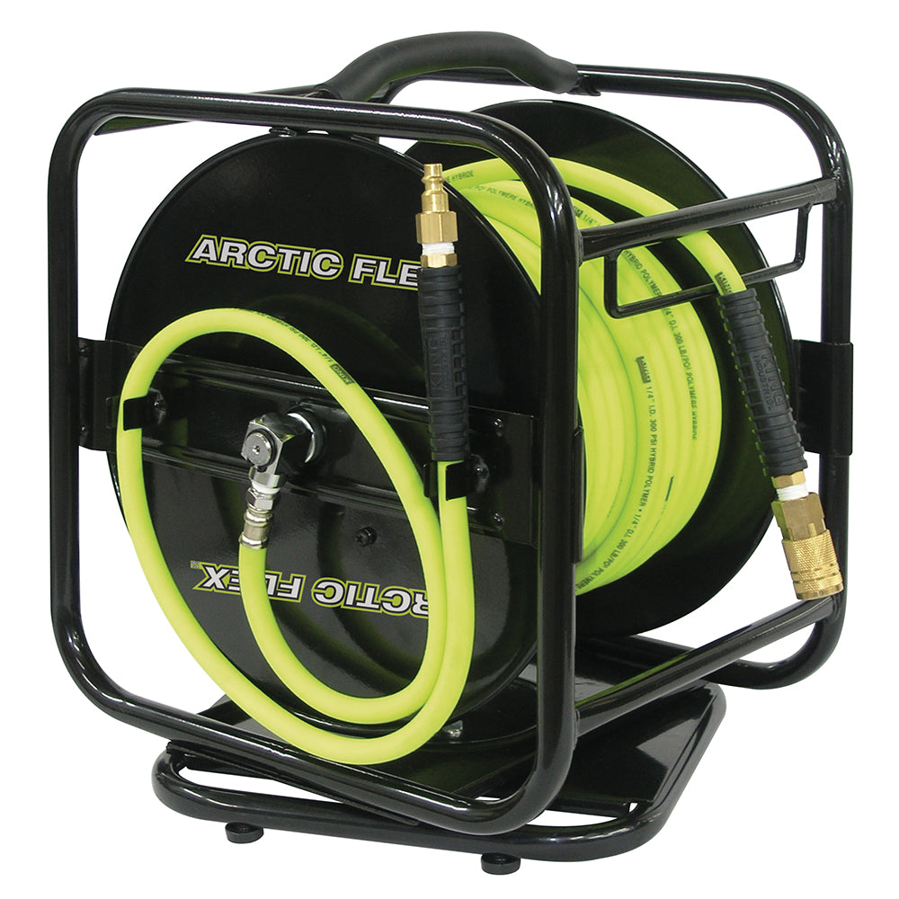 King Canada - 1/4" X 100' MANUAL AIR HOSE REEL W/HYBRIDE POLYMER AIR HOSE - MODEL: K-10014FRL