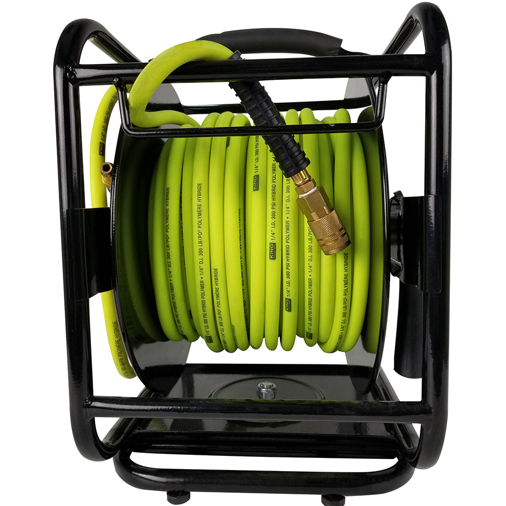 King Canada - 1/4" X 100' MANUAL AIR HOSE REEL W/HYBRIDE POLYMER AIR HOSE - MODEL: K-10014FRL
