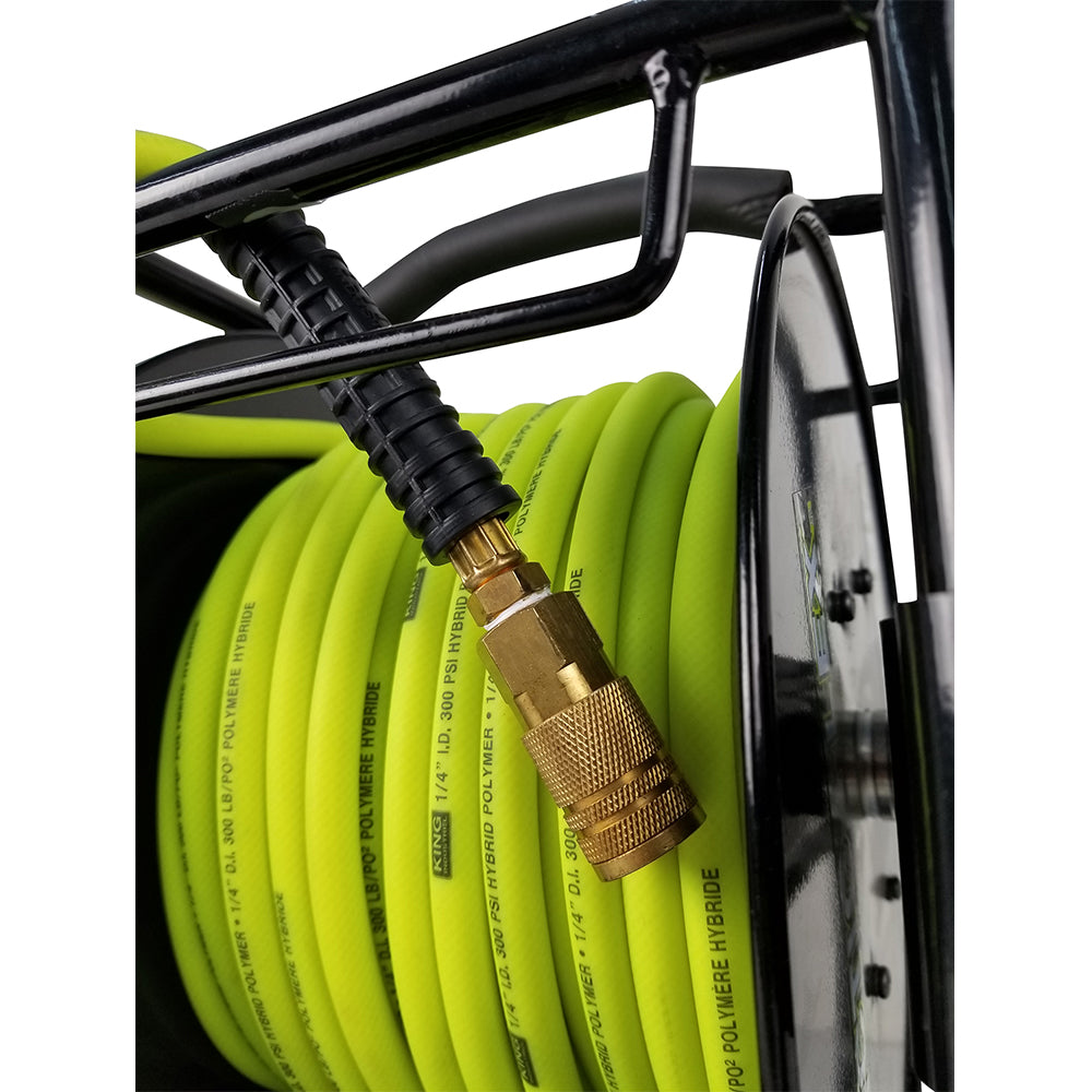 King Canada - 1/4" X 100' MANUAL AIR HOSE REEL W/HYBRIDE POLYMER AIR HOSE - MODEL: K-10014FRL