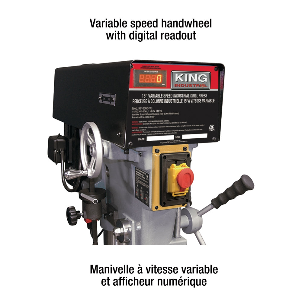 King Canada - 15'' VARIABLE SPEED INDUSTRIAL DRILL PRESS - MODEL: KC-30HS-VS