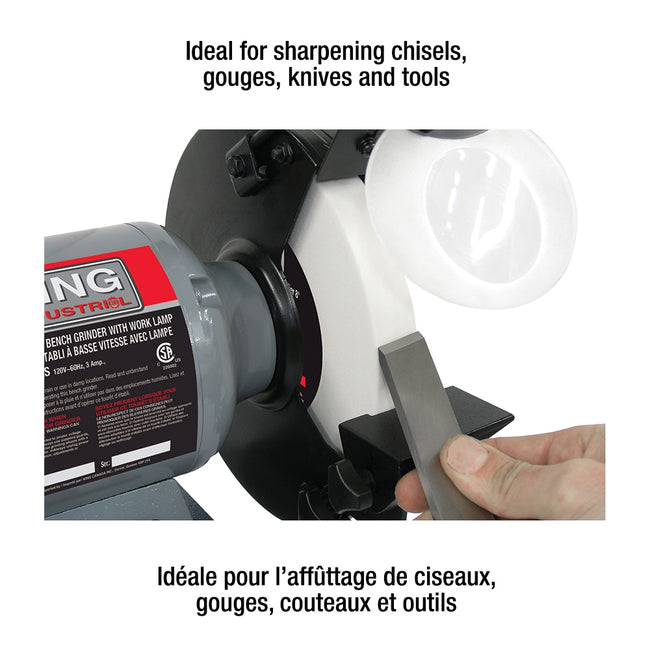 King Canada - 8" LOW SPEED BENCH GRINDER WITH LIGHT - MODEL: KC-895LS