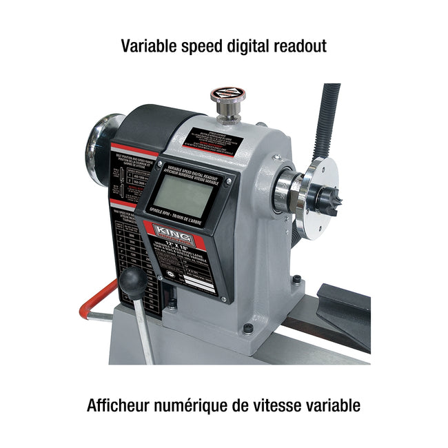 King Canada - 12" X 18" VARIABLE SPEED WOOD LATHE - MODEL: KWL-1218VS