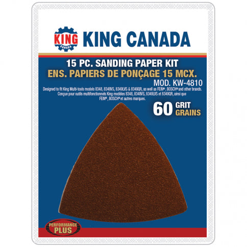 King Canada - 15 PC. SANDING PAPER KIT - Various Grits
