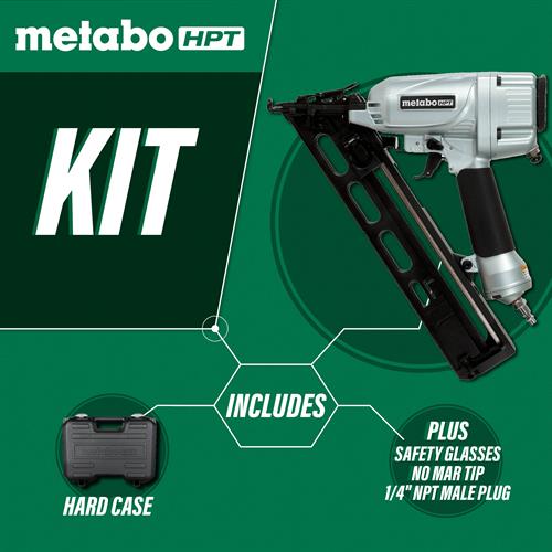 Metabo HPT - 2-1/2 Inch 15 Gauge Angled Finish Nailer with Air Duster - Model: NT65MA4