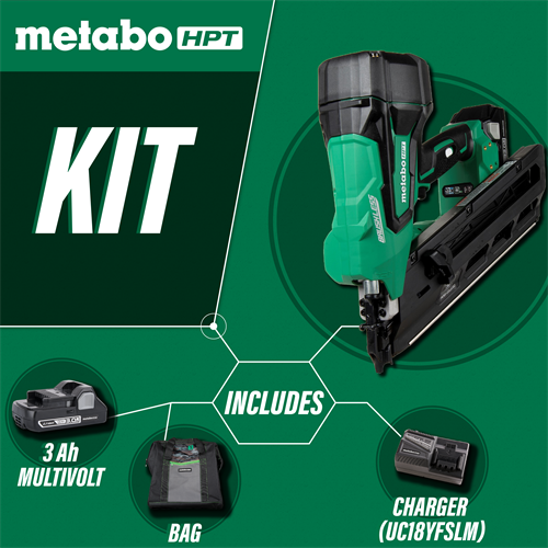 Metabo HPT - 18V 3-1/2 Inch 30° Paper Strip Framing Nailer with FREE Extra Battery - Model: NR1890DCS